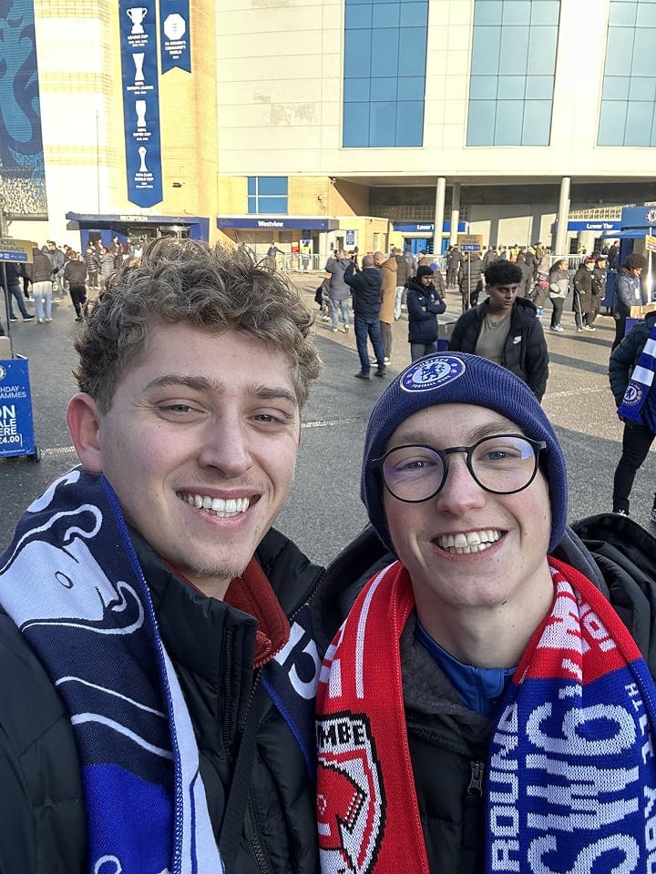 Toby at the football.